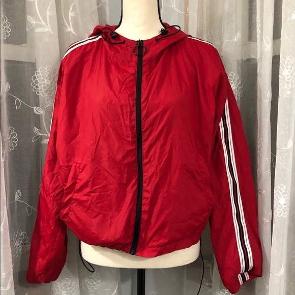Garage  red windbreaker striped sleeves SZ L - Picture 14 of 14